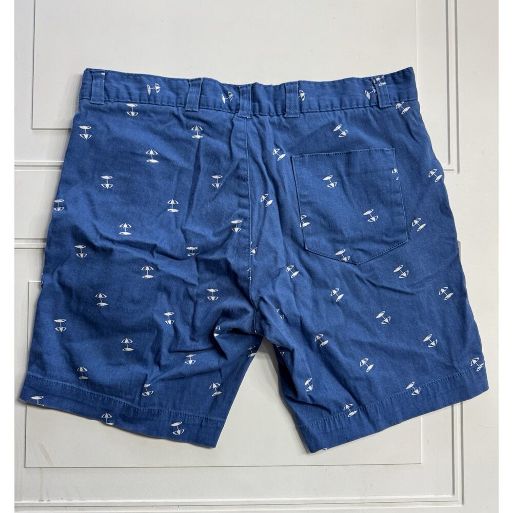 Essex Crossing Mens Short Inseam Shorts Sz 32 Modern Beach Umbrella Graphic Blue - Picture 4 of 4